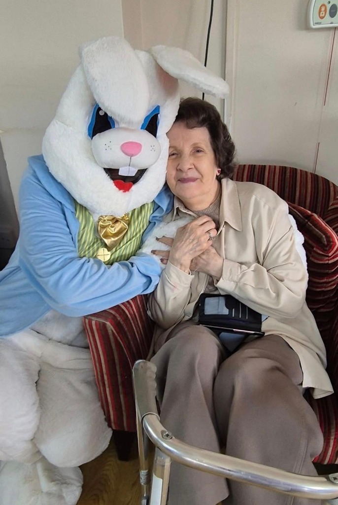 Heartwarming moments at Valley Care Group — resident with Easter bunny